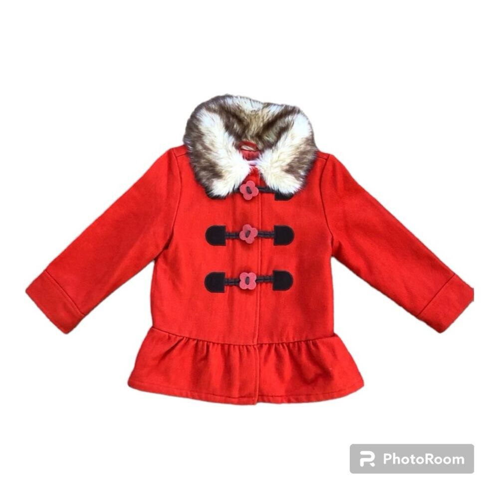 Gymboree Girls’ Jacket with Faux Fur Collar Orange Size 3/4 (XS)